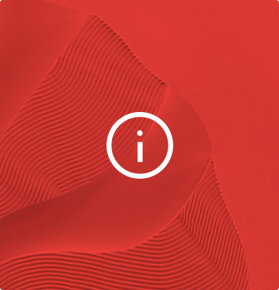 A red background with a white information icon