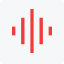 A red audio soundwave icon on a grey background