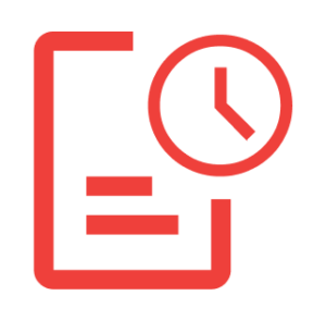 An icon of a transcript and clock