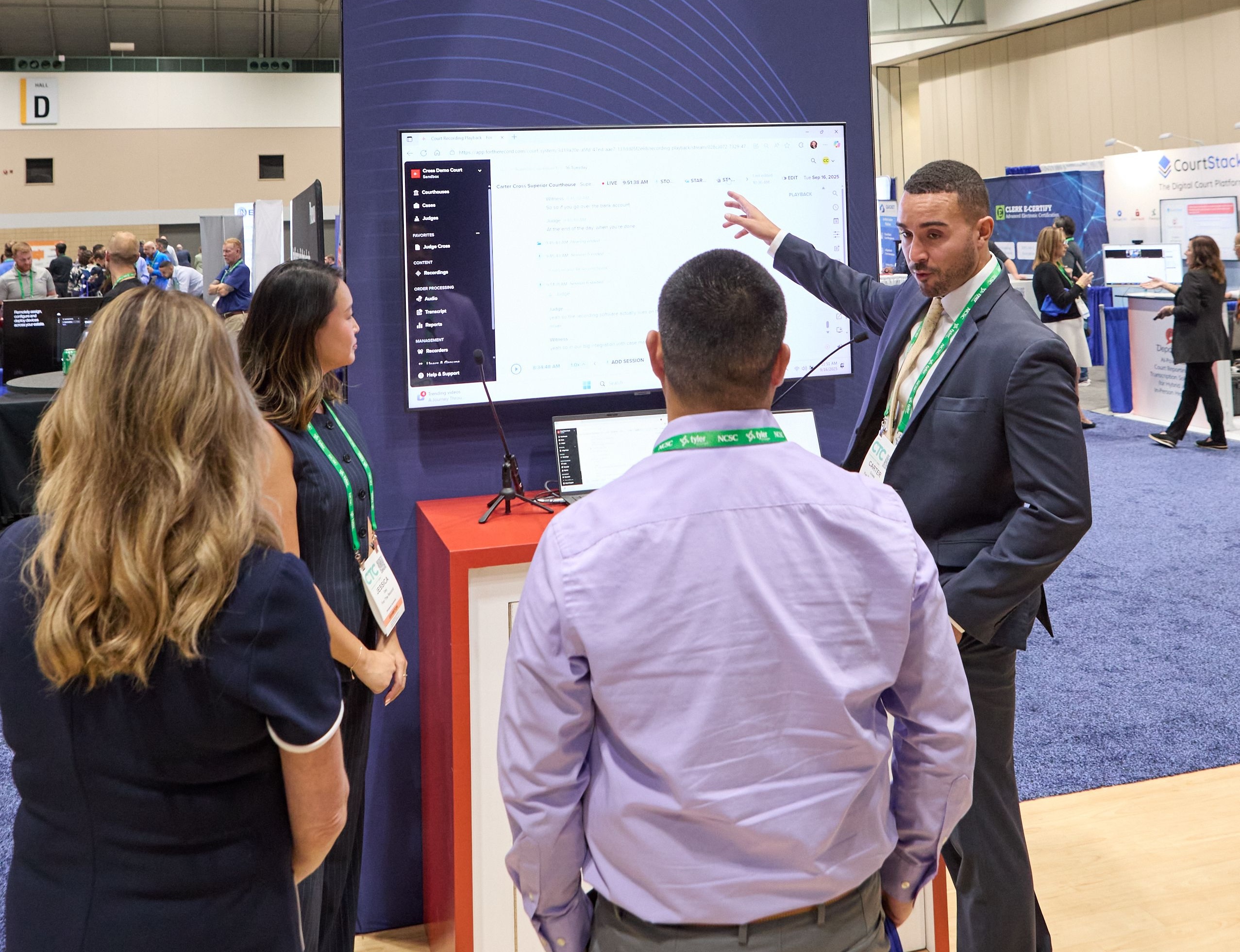 Demonstrations at a conference booth
